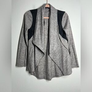 Sweat Rain Womens Gray Drape Open Cardigan Sweater Zip Pockets Size Small